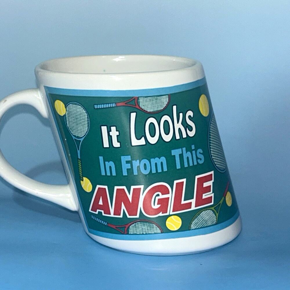 PAPEL Freelance Tennis Novelty Ceramic Coffee Mug 12 oz White Multicolor